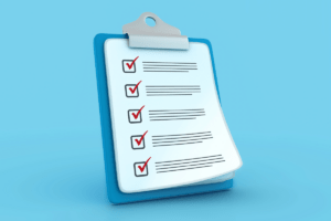 Illustration of a checklist on a clipboard.