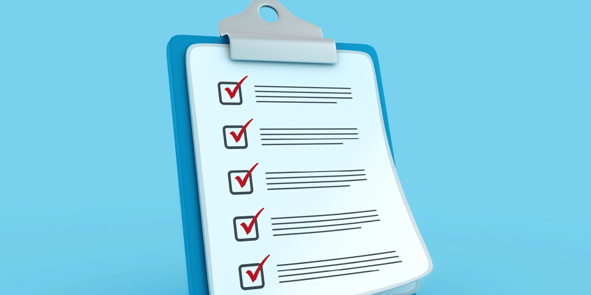 Illustration of a checklist on a clipboard.