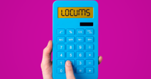 Locums spelled out on a calculator to signify savings with a healthcare msp.