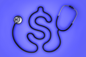 Stethoscope shaped as a dollar sign.