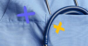 Close up of a doctor's scrubs to represent fixing staffing shortages in healthcare.