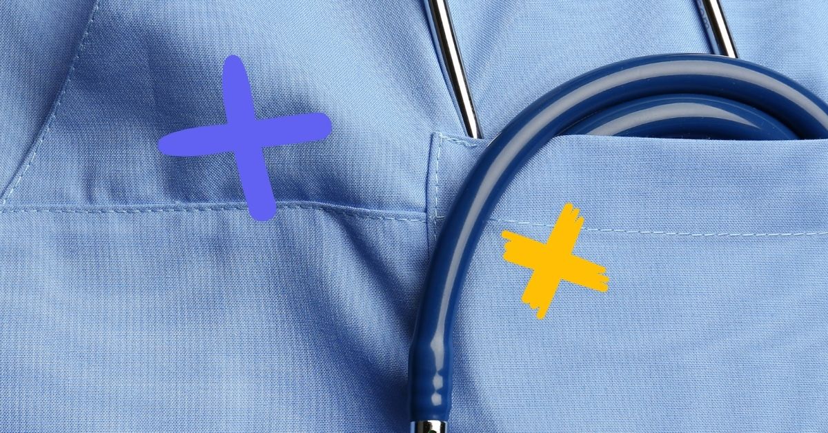 Close up of a doctor's scrubs to represent fixing staffing shortages in healthcare.