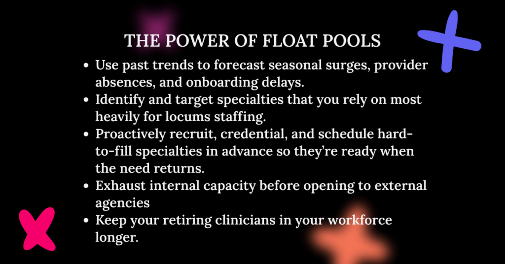 List of what float pools in a hospital can do taken from the text in the article. 