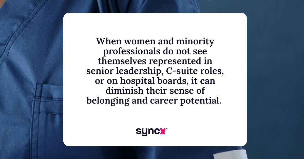Quote taken from the body of the article about the importance of seeing diversity in healthcare leadership.