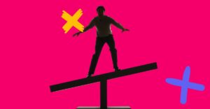 Figure balancing on a beam to represent vendor neutrality.