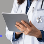 Doctor with a tablet to represent using a float pool in a hospital.