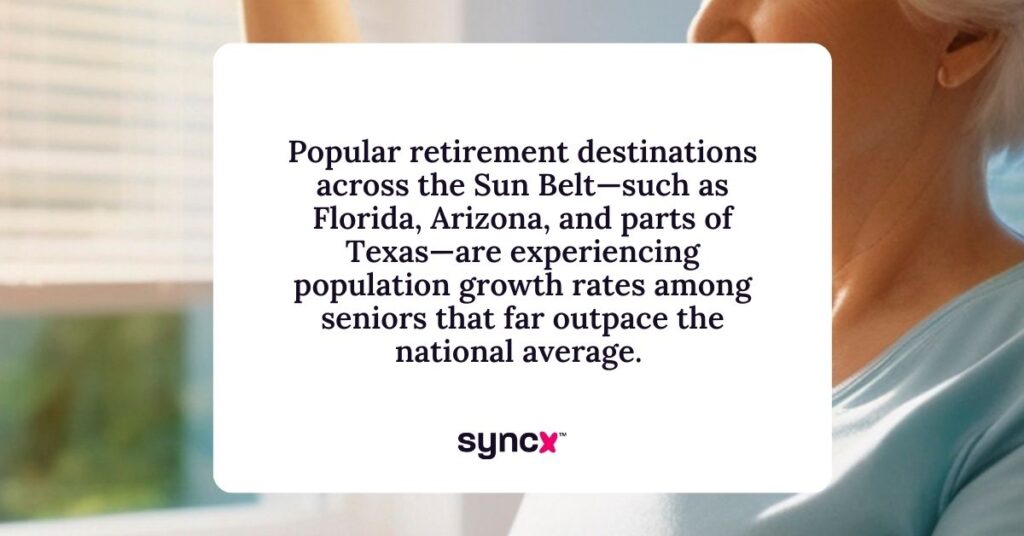 Quote on the impact of aging population in the Sun Belt from the article.