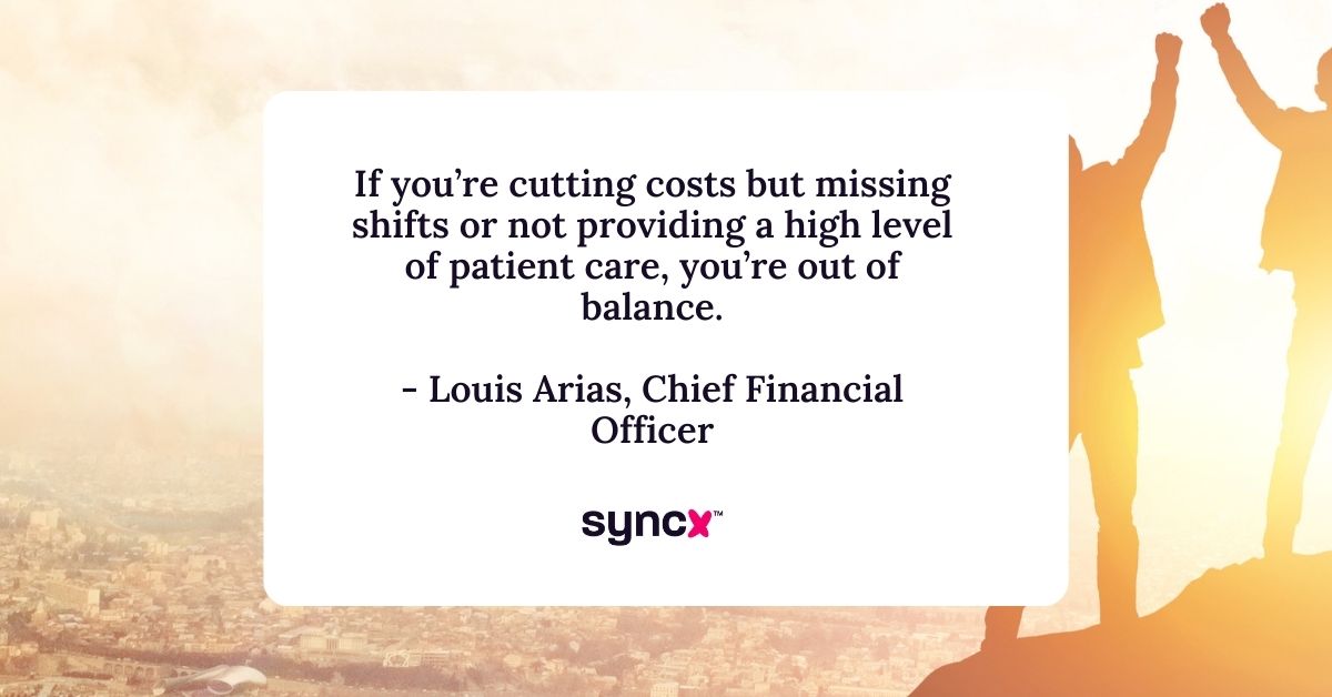 Quote from Louis on balancing costs with patient care.