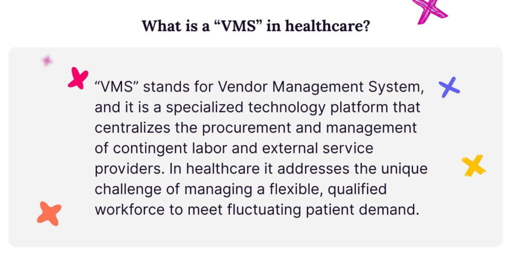 Definition of a VMS in healthcare staffing.